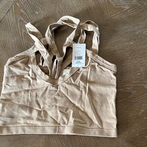 Buckle Beige Strappy Crop Top